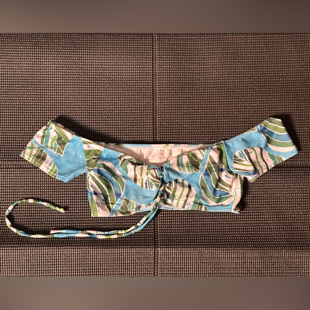 L*Space Blue and Green Patterned Bikini Top